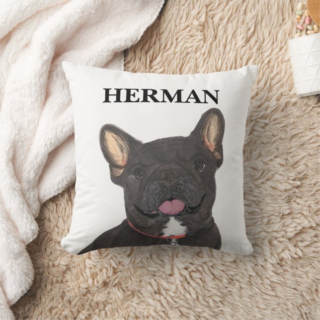 Cojín Decorativo Bulldog francés de Brindle Negro personalizado (Manta)