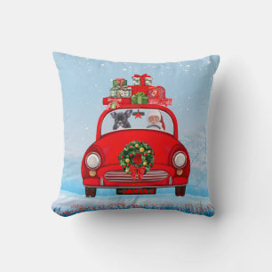 Cojín Decorativo Bulldog Francés en coche con Papá Noel
