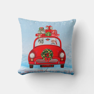 Cojín Decorativo Bulldog Francés en Coche con Papá Noel