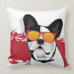 Cojín Decorativo Bulldog francés en gafas de sol