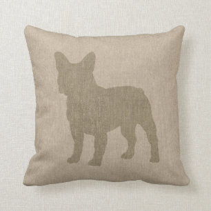 Cojín Decorativo Bulldog francés en gris en la mirada de lino