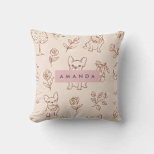 Cojín Decorativo Bulldog Francés Floral Lindo Personalizado