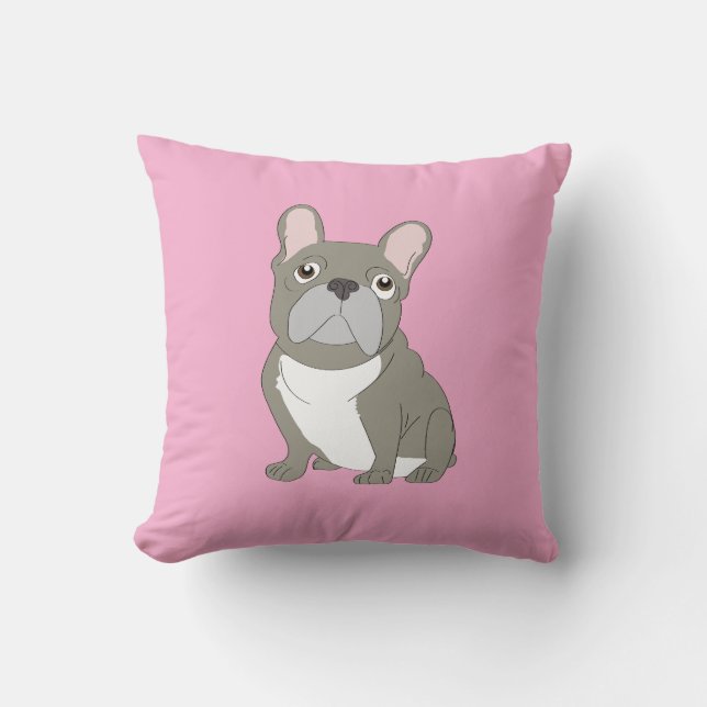 Cojín Decorativo Bulldog Francés Gris (Anverso)