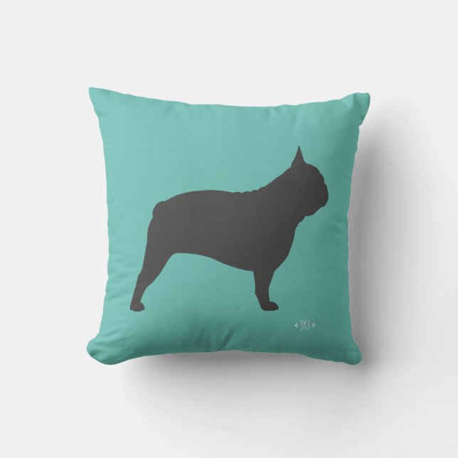Cojín Decorativo Bulldog francés gris Silhouette Frenchie Perro Ver (Anverso)
