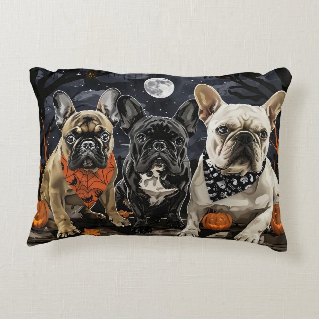 Cojín Decorativo Bulldog francés Halloween Spooky (Reverso)