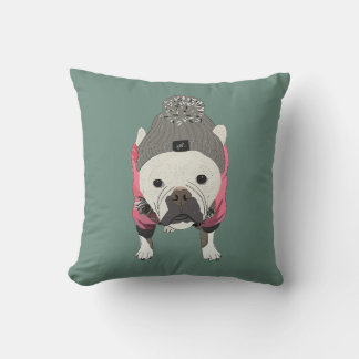Cojín Decorativo Bulldog Francés listo para la nieve