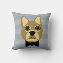 Cojín Decorativo Bulldog francés marrón, rayas
