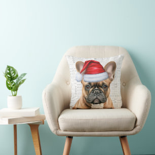 Cojín Decorativo Bulldog Francés Navidad Acuarela