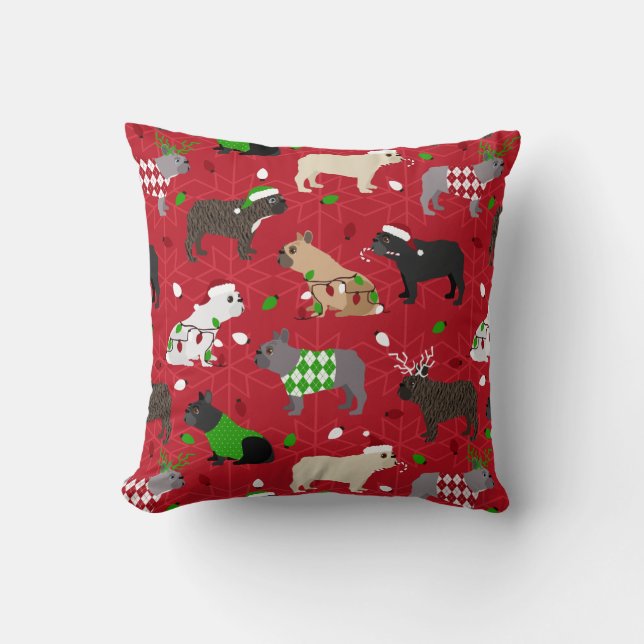 Cojín Decorativo Bulldog francés navidades (Anverso)