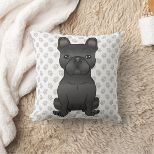 Cojín Decorativo Bulldog francés negro / Caricatura francesa Perro 