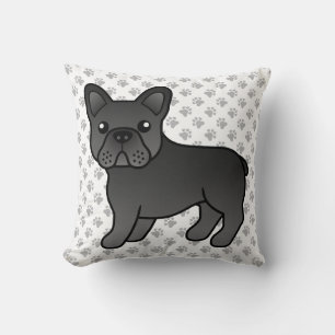 Cojín Decorativo Bulldog Francés Negro Perro de Dibujos Animados Li