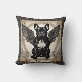 Cojín Decorativo Bulldog francés negro vintage personalizado