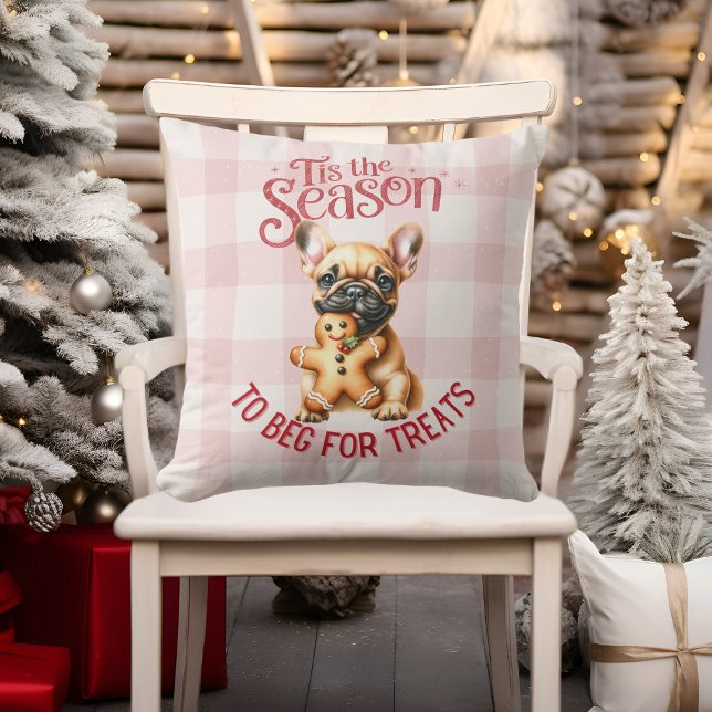 Cojín Decorativo Bulldog francés pide tratamiento a Navidades (Subido por el creador)