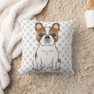 Cojín Decorativo Bulldog francés Red Piebald Cute Caricatura Perro 