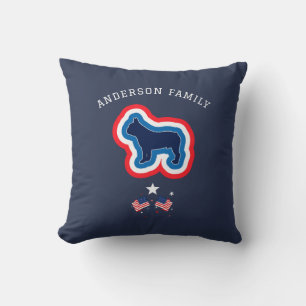 Cojín Decorativo Bulldog Francés Rojo Blanco Y Azul 4 De Julio Perr