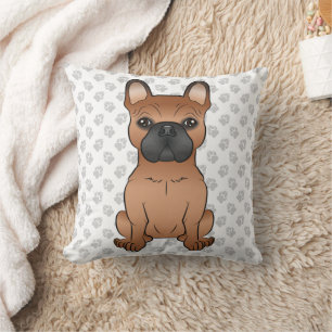 Cojín Decorativo Bulldog Francés Rojo / Frenchie Perro de Dibujos A