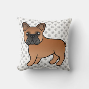 Cojín Decorativo Bulldog Francés Rojo Perrito de Dibujos Animados L