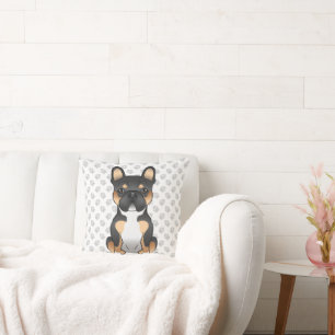 Cojín Decorativo Bulldog Francés Tricolor Negro Frenchie Perro y Pa
