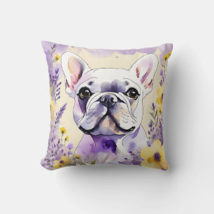 Cojín Decorativo Bulldog francés y flores silvestres