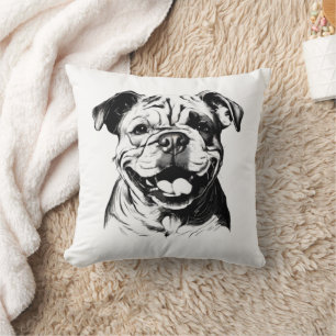 Cojín Decorativo Bulldog inglés B&W Silhouette