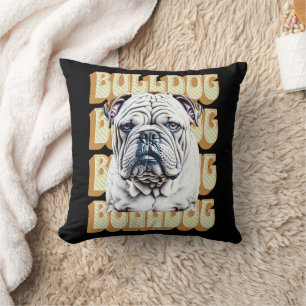 Cojín Decorativo Bulldog inglés con fuente retro