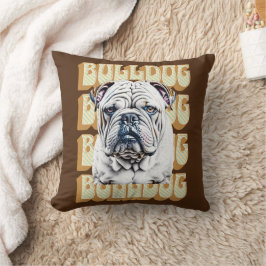 Cojín Decorativo Bulldog inglés con fuente retro