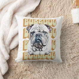 Cojín Decorativo Bulldog inglés con fuente retro
