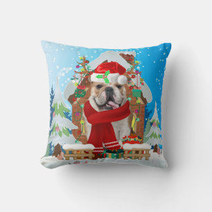 Cojín Decorativo Bulldog inglés con regalos de Navidades