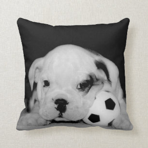 Cojín Decorativo "Bulldog inglés del perrito del fútbol"