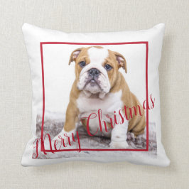 Cojín Decorativo Bulldog inglés dulce Feliz Navidad