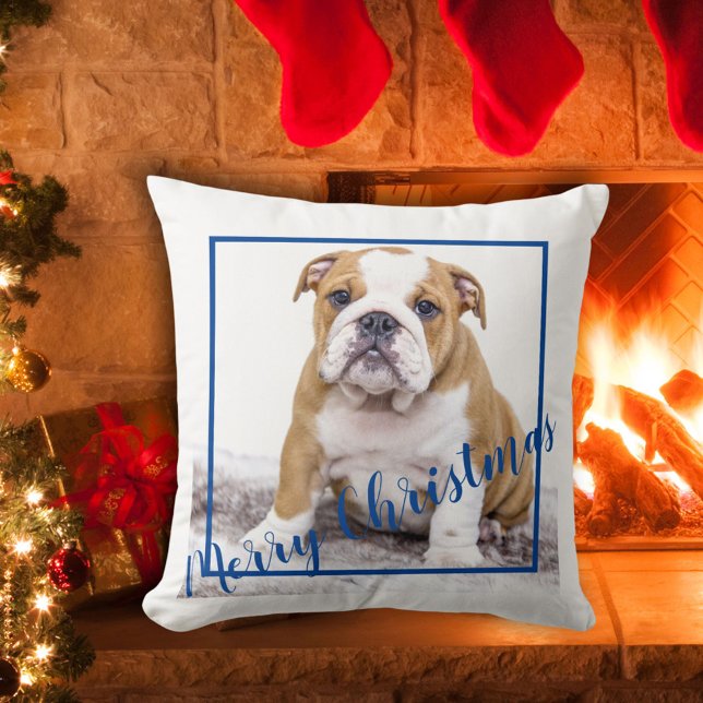 Cojín Decorativo Bulldog inglés lindo Feliz Navidad Feriada (Subido por el creador)