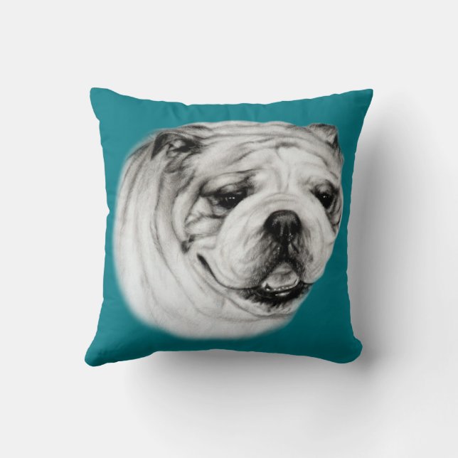 Cojín Decorativo Bulldog inglés pintado a mano (Reverso)
