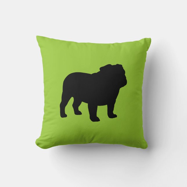 Cojín Decorativo Bulldog inglés Silhouette negro y verde (Anverso)