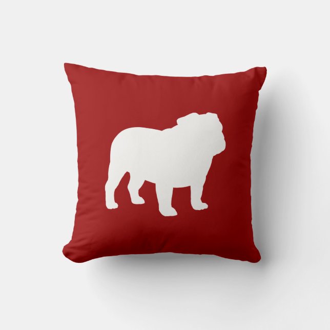 Cojín Decorativo Bulldog inglés Silhouette rojo y amante del perro  (Anverso)