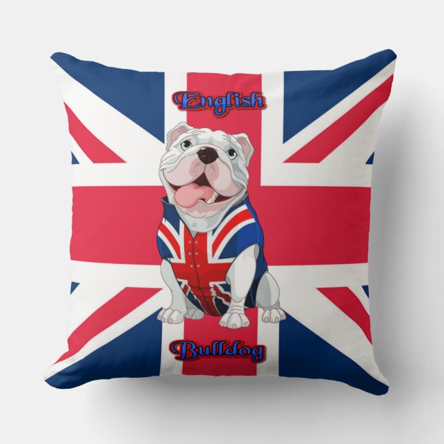 Cojín Decorativo Bulldog inglés Union Jack (Anverso)