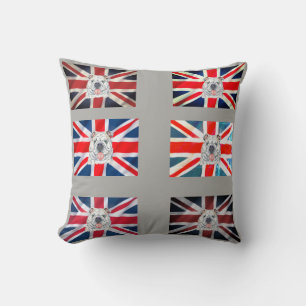 Cojín Decorativo Bulldog inglés y Ilustracion Union Jack