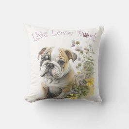 Cojín Decorativo Bulldog Perro Mamá Floral