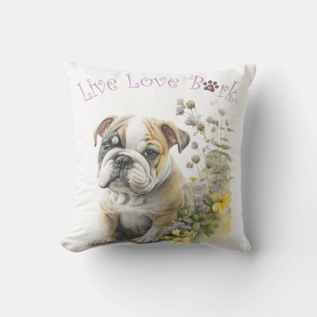 Cojín Decorativo Bulldog Perro Mamá Floral