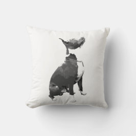 Cojín Decorativo Bulldog Pit blanco y negro de moda