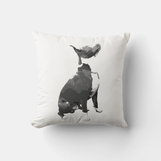 Cojín Decorativo Bulldog Pit blanco y negro de moda (Anverso)