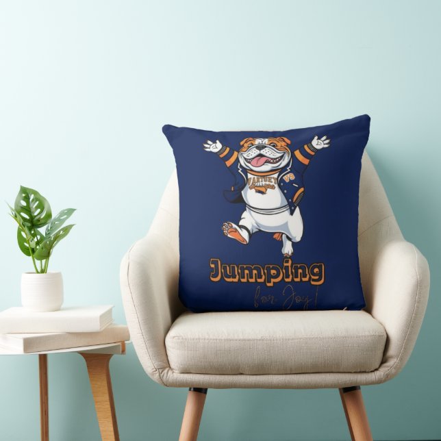 Cojín Decorativo Bulldog sonriente | Diseño divertido y elegante (Silla)