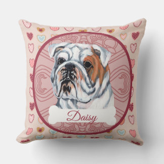 Cojín Decorativo Bulldog White Personalize Valentine Pillow