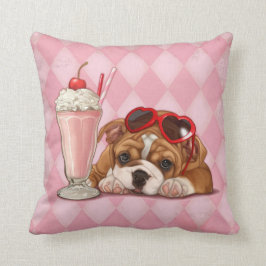Cojín Decorativo Bulldog y milkshake ingleses