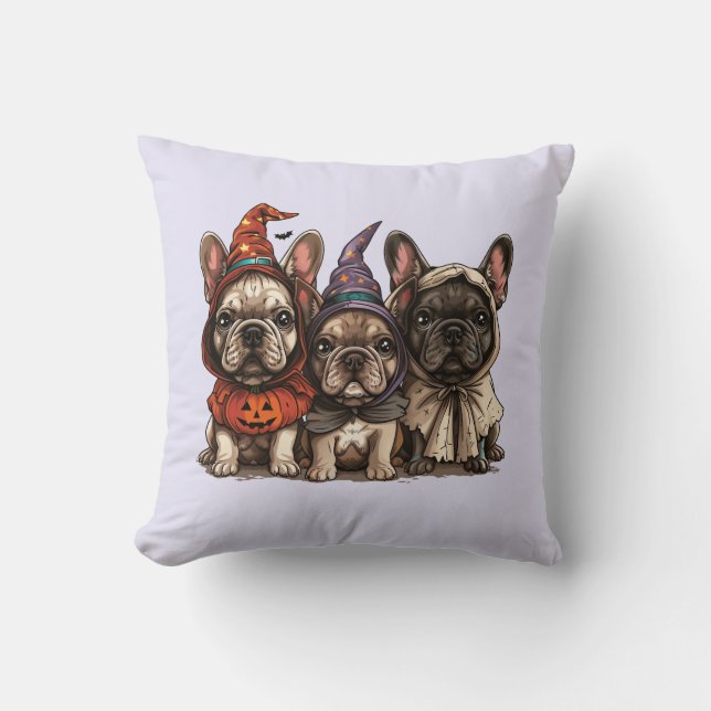 Cojín Decorativo Bulldoges de Halloween (Anverso)