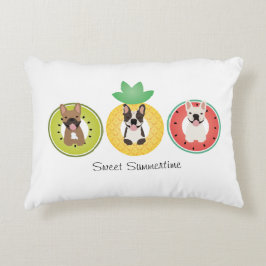 Cojín Decorativo Bulldoges Franceses En La Piscina De Frutas