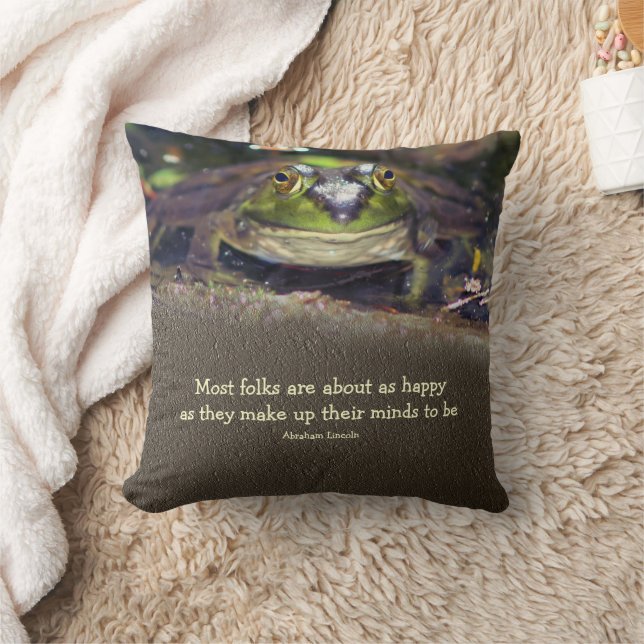 Cojín Decorativo Bullfrog Happiness Inspirational Quote   (Manta)