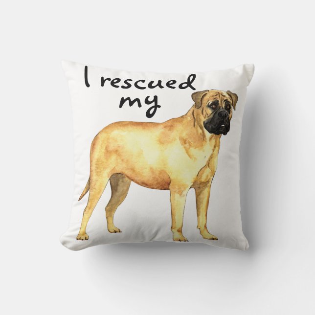 Cojín Decorativo Bullmastiff de rescate (Anverso)