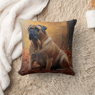 Cojín Decorativo Bullmastiff en Otoño Hojas Caídas Inspiran