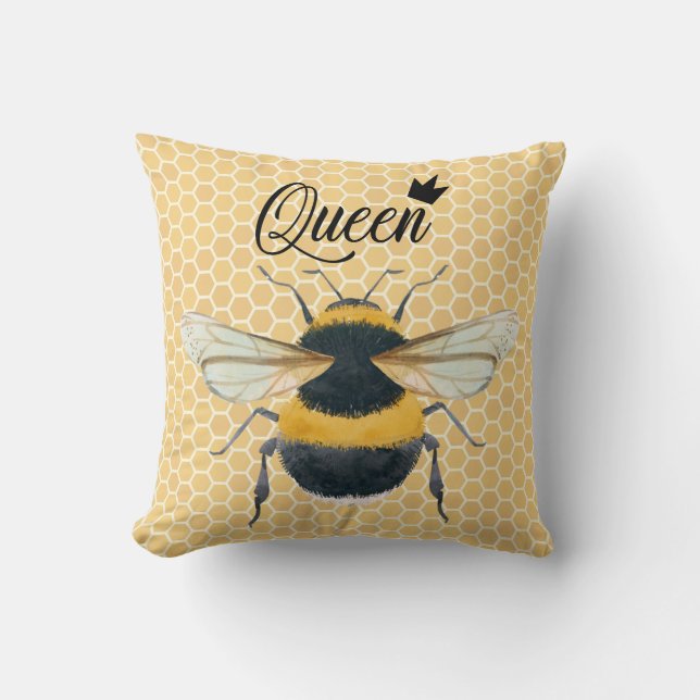 Cojín Decorativo Bumble Bee Honeybee Queen Bee (Anverso)