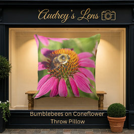 Cojín Decorativo Bumblebee on Pink Coneflower